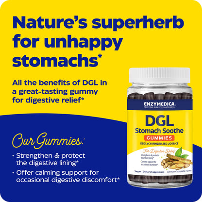 Enzymedica DGL Stomach Soothe – Deglycyrrhizinated Licorice Gummies for Digestive Support & Gut Health, Chocolate, 74 Count (Pack of 2)