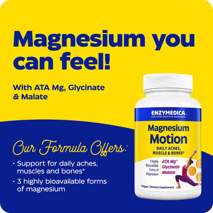 Enzymedica Magnesium Motion – 60 Count (Pack of 2) with 3 Forms: ATA Mg, Glycinate, Malate