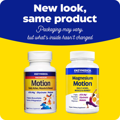 Enzymedica Magnesium Motion – 60 Count | 3 Forms Magnesium (ATA Mg, Glycinate, Malate) for Muscles & Bones