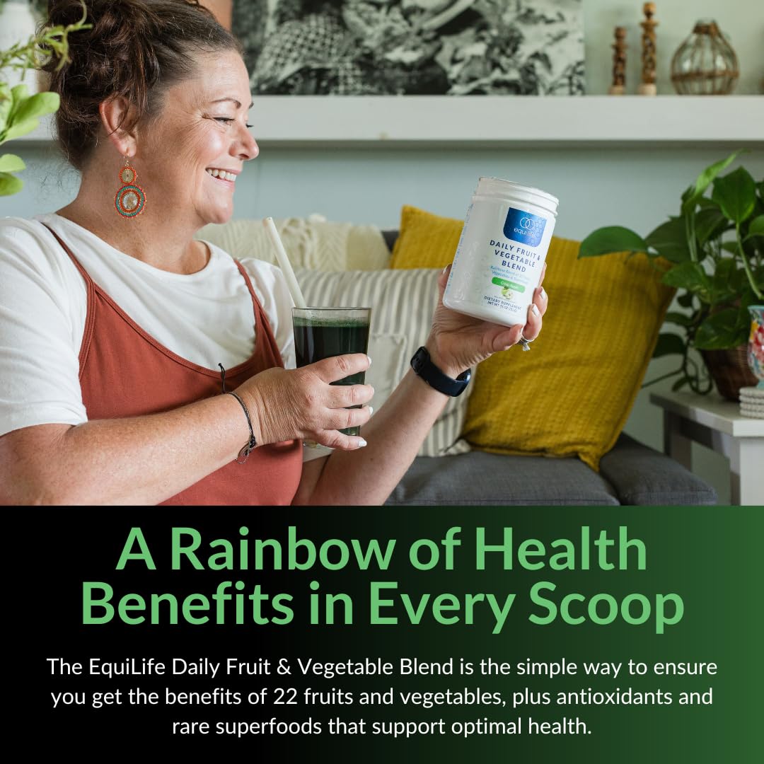 Equilife Daily Fruit & Vegetable Blend – 30 Servings, Crisp Apple, 9 Essential Amino Acids, Vegan