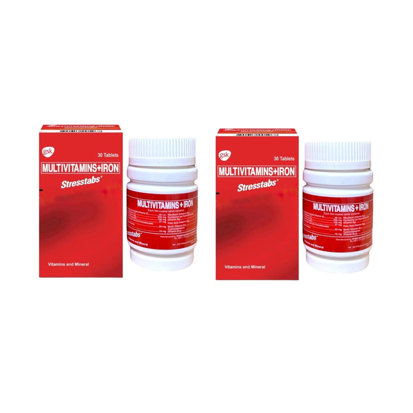 Generic 2 Stresstabs Multivitamins + Iron, 30 Tablets