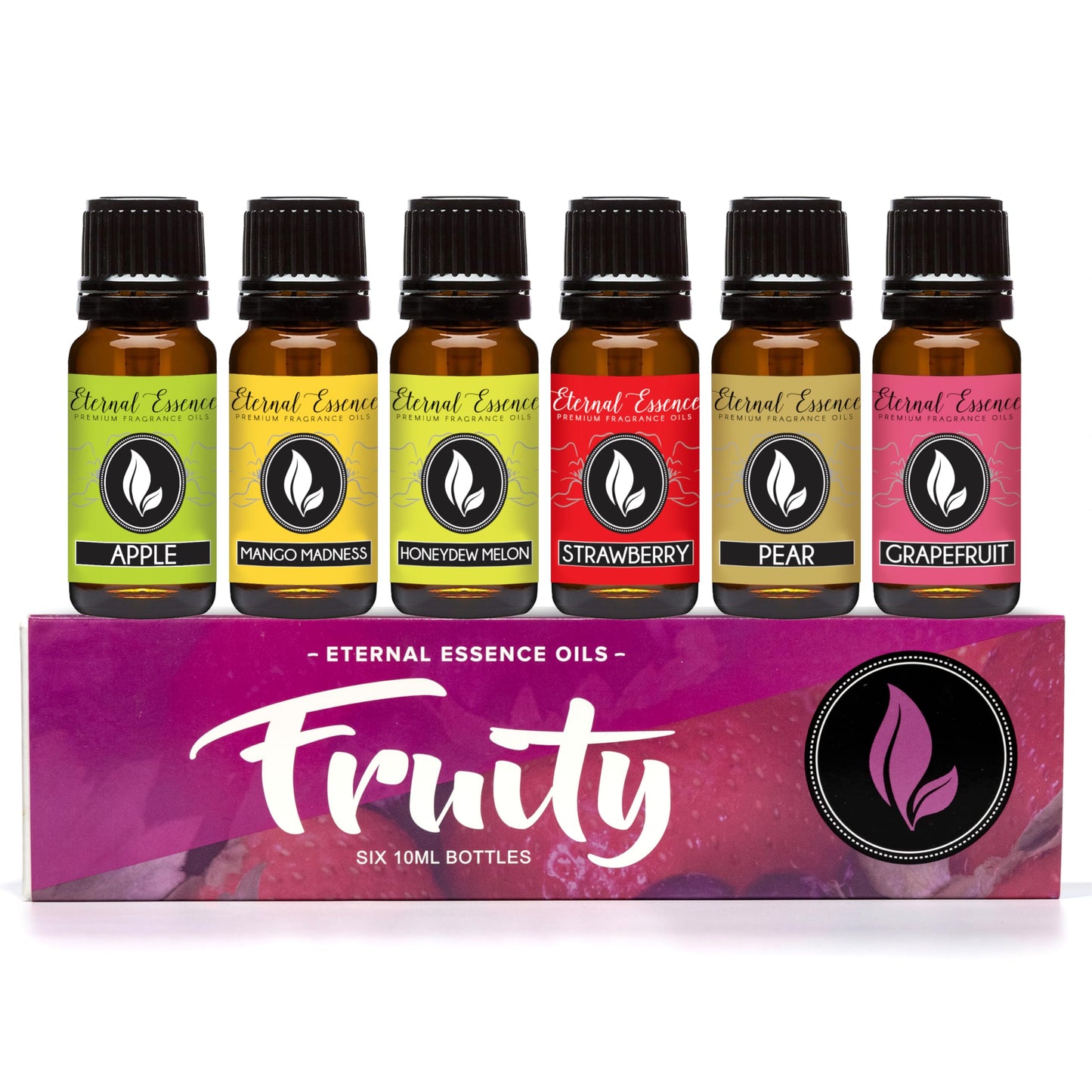 Eternal Essence Oils Fruity Set of 6 – Apple, Mango Madness, Honeydew Melon, Strawberry, Pear & Grapefruit (10ml)