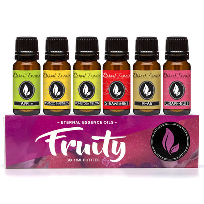 Eternal Essence Oils Fruity Set of 6 – Apple, Mango Madness, Honeydew Melon, Strawberry, Pear & Grapefruit (10ml)