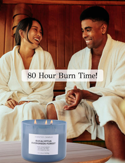 Eucalyptus Evergreen Forest 3-Wick Soy Candle – 15.8 oz | Winter Pine, Balsam Fir & Evergreen Scented