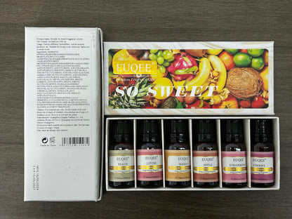 EUQEE Premium Fruit Fragrance Oils Gift Set – 6x10ml (Strawberry, Cherry, Litchi, Apple, Mango, Peach)