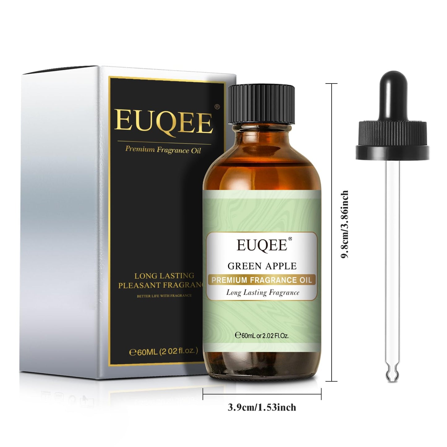 EUQEE Green Apple Fragrance Oils – 60ml / 2.02 fl oz Glass Dropper, Diffuser, Candle, DIY Soap