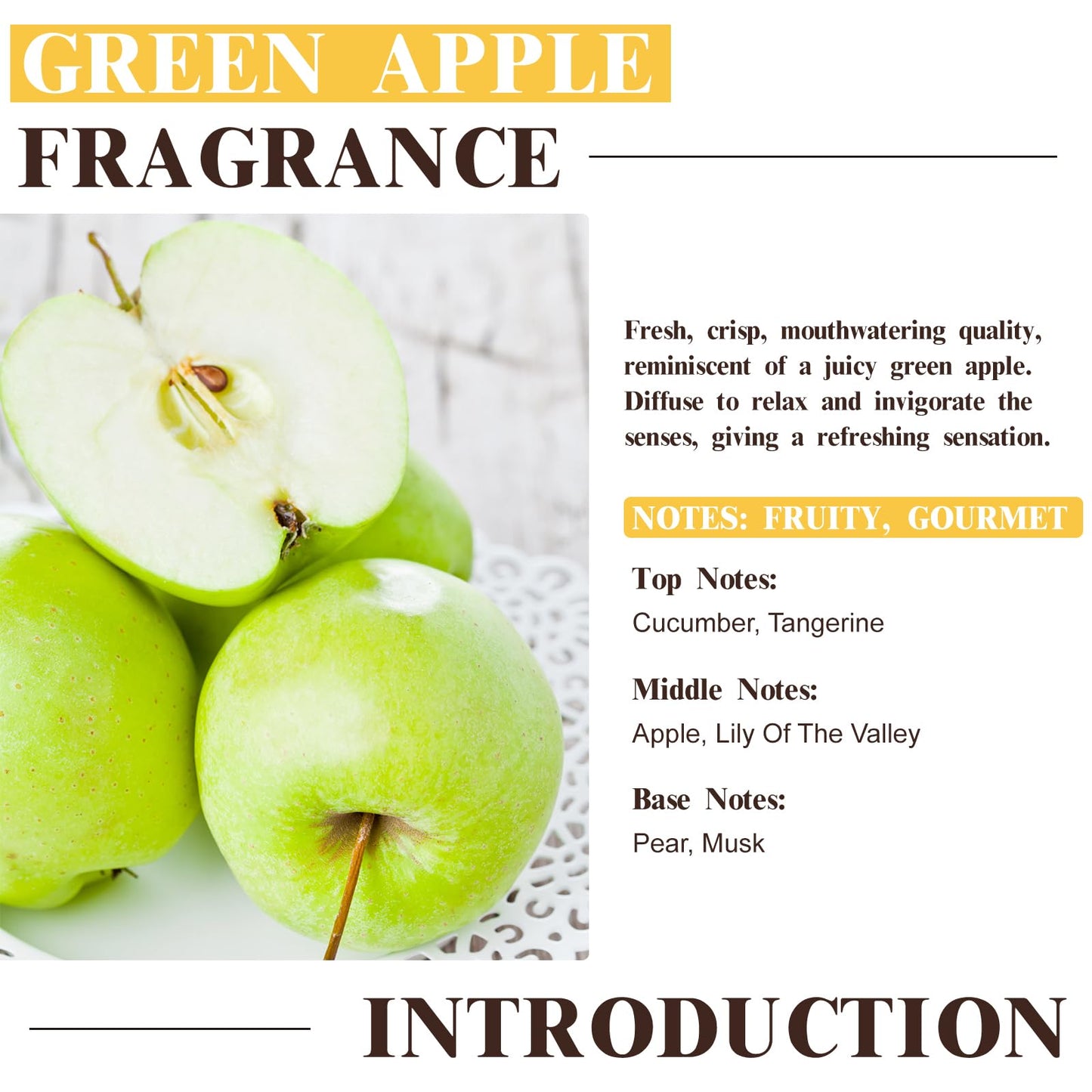 EUQEE Green Apple Fragrance Oils – 60ml / 2.02 fl oz Glass Dropper, Diffuser, Candle, DIY Soap