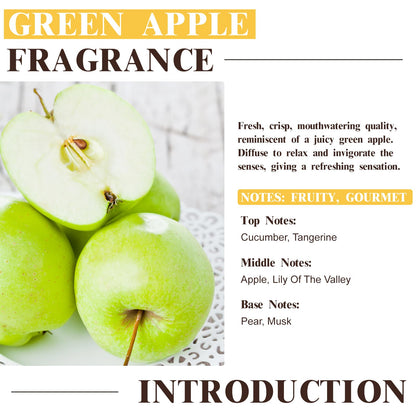 EUQEE Green Apple Fragrance Oils – 60ml / 2.02 fl oz Glass Dropper, Diffuser, Candle, DIY Soap