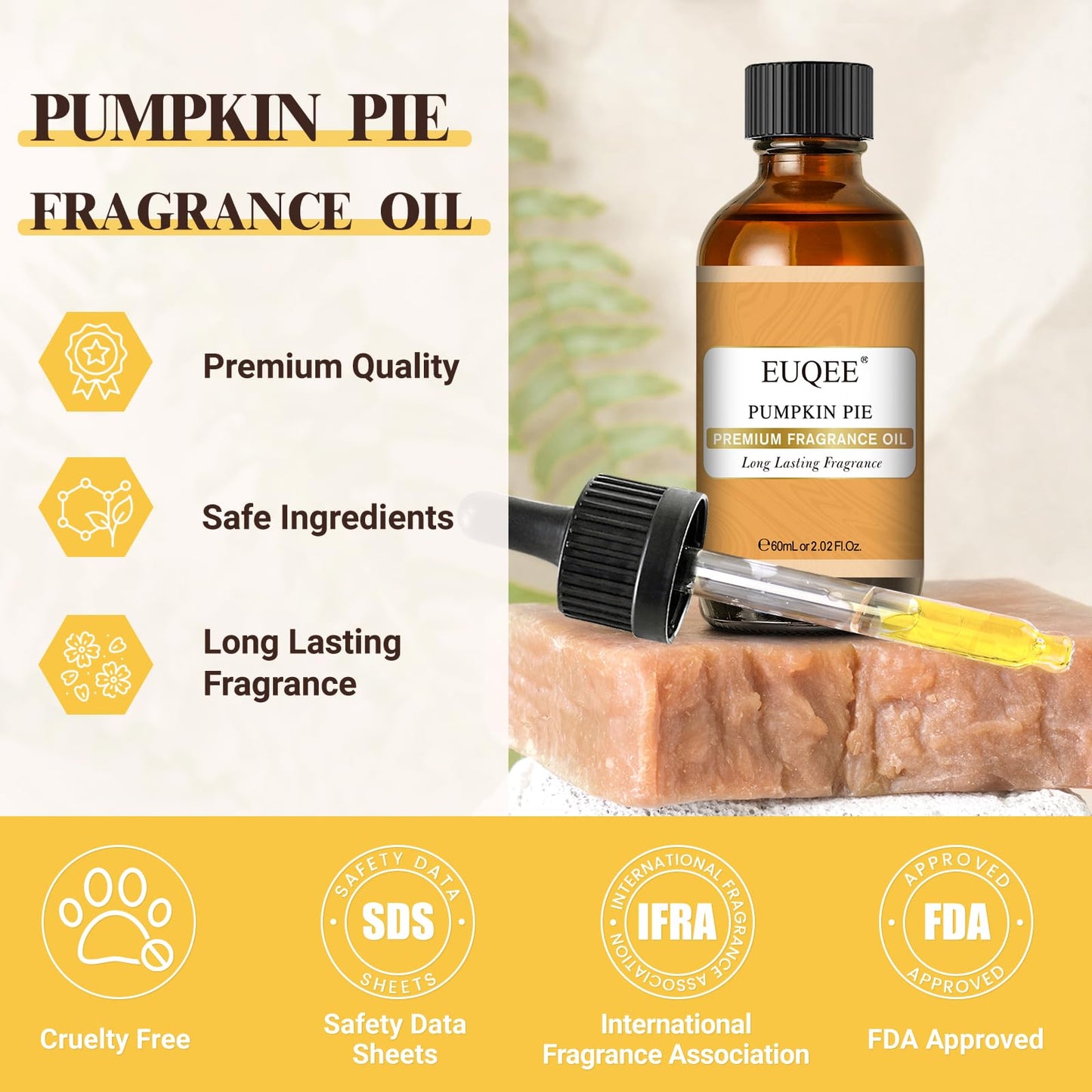 EUQEE Pumpkin Pie Fragrance Oil – Premium Pumpkin Pie Scent for Soap, Candles & DIY (2.02 fl oz / 60 ml)