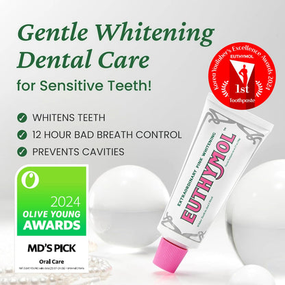 EUTHYMOL Whitening Toothpaste (3.7oz) – Stain Removal in 2 Weeks, Fresh Breath & Cavity Protection