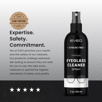 EVEO Eyeglass Cleaner Spray with No-Streak Formula & Microfiber Cloth | Glasses Cleaning Kit