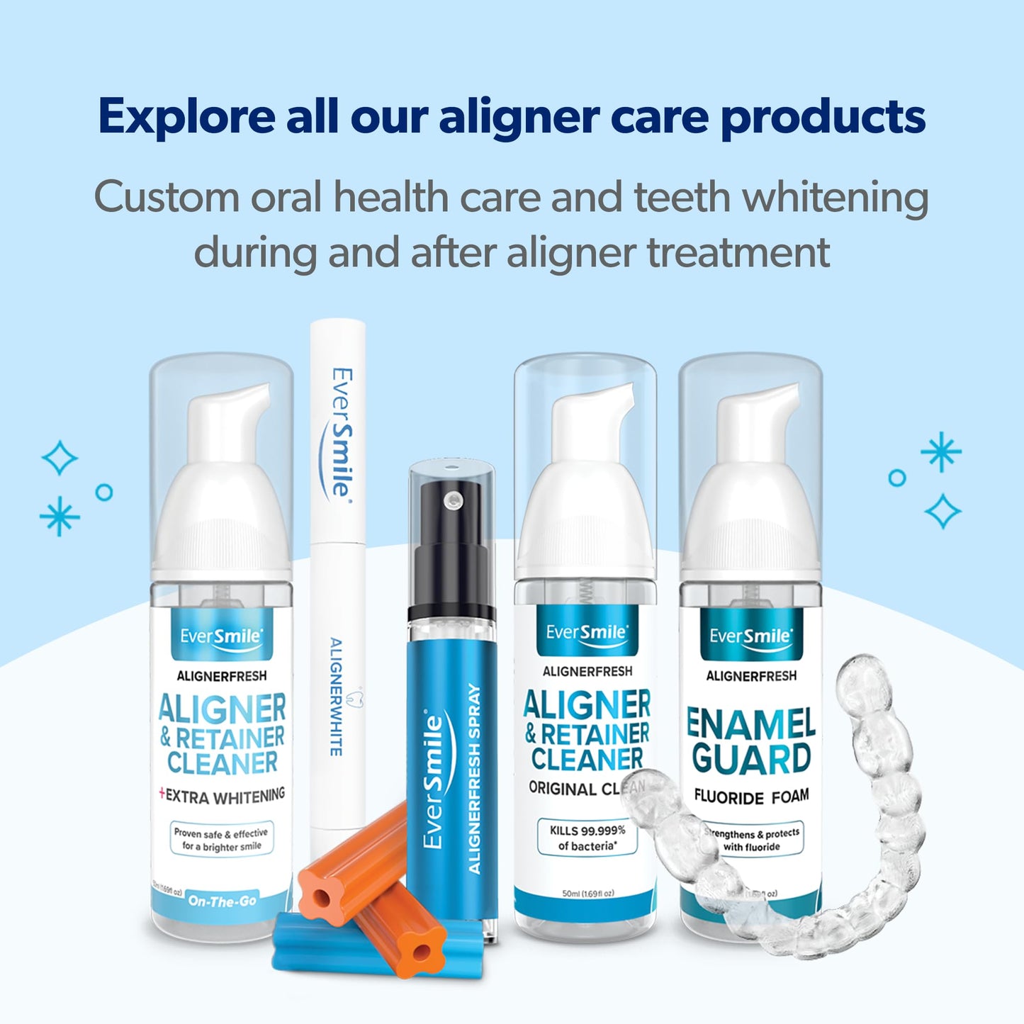 EverSmile AlignerFresh Original Clean Foam – Cleaner for Invisalign & All Clear Aligners (50ml, 4 Pack)