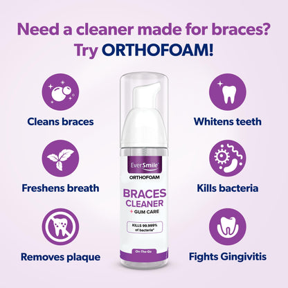 EverSmile OrthoFoam Braces Cleaner – Brushable Foam (50ml, 4 Pack)