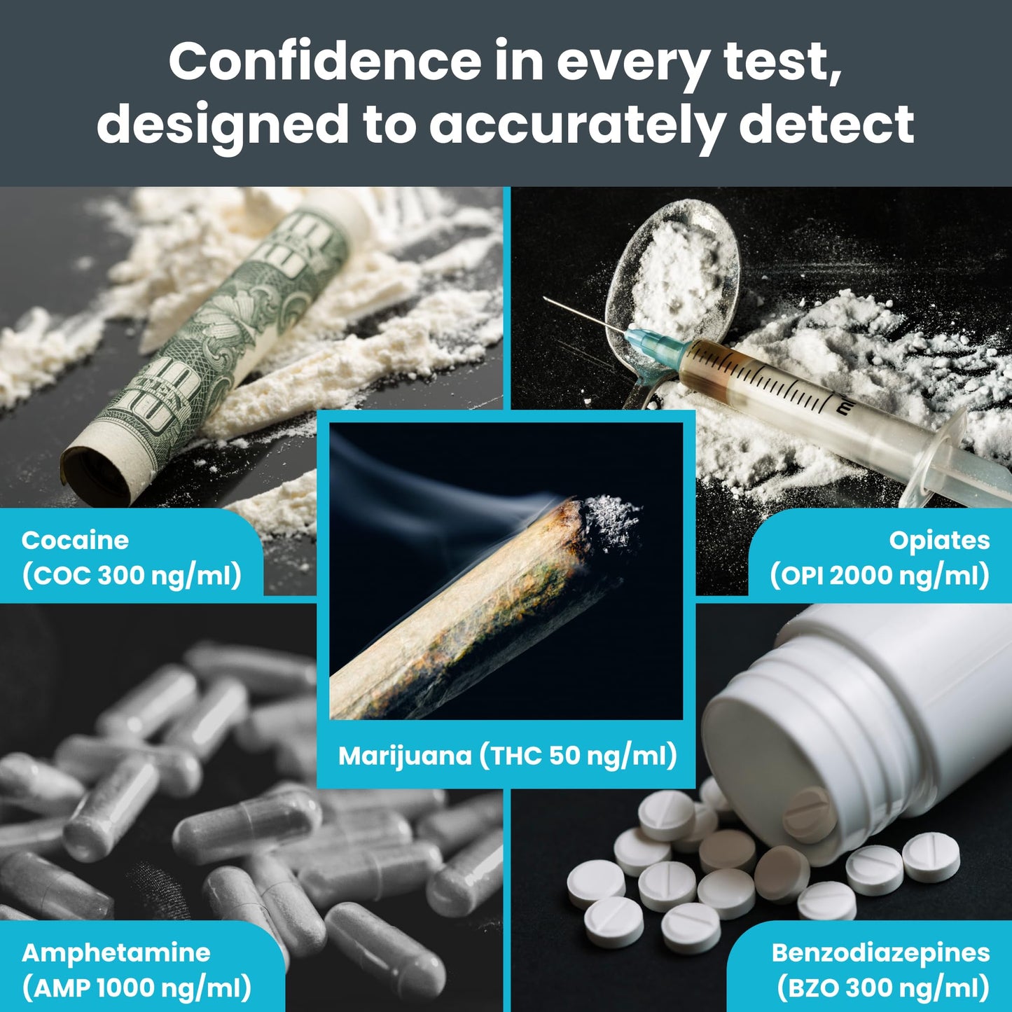 Exploro 5-Panel At-Home Drug Test Kit – THC, Cocaine, Opiates, Amphetamines & Benzodiazepines