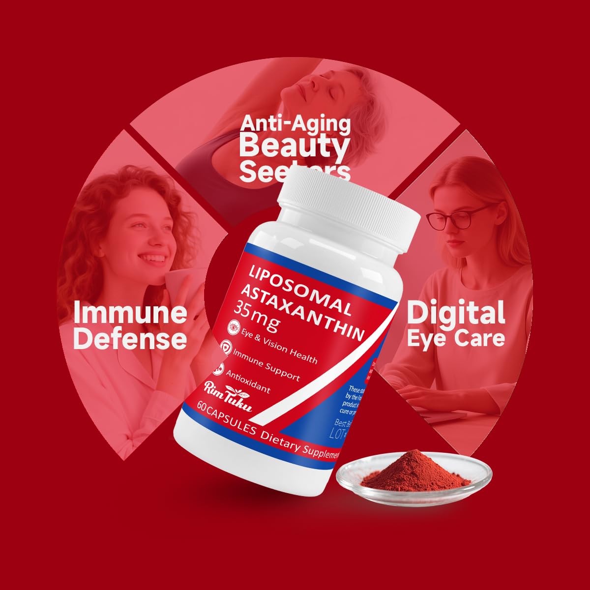 35mg Liposomal Astaxanthin Supplement – Vegan, Non-GMO, 120 Caps