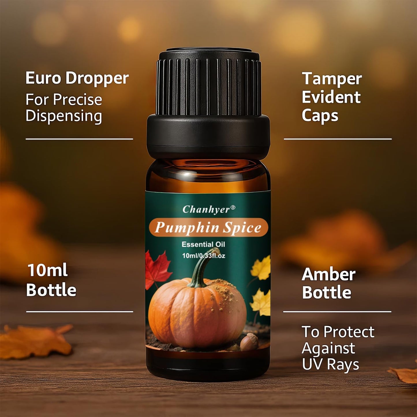 Fall Essential Oils Set 6x10ml – Pumpkin Spice, Apple Cider, Snickerdoodle, Vanilla, Cinnamon, Pine | Autumn Fragrance Oils for Diffusers