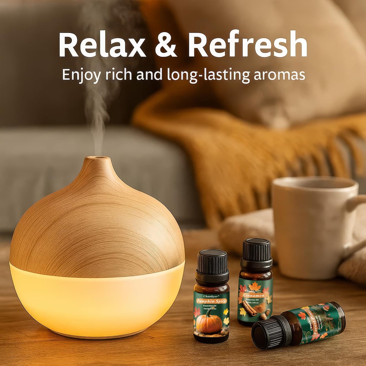 Fall Essential Oils Set 6x10ml – Pumpkin Spice, Apple Cider, Snickerdoodle, Vanilla, Cinnamon, Pine | Autumn Fragrance Oils for Diffusers