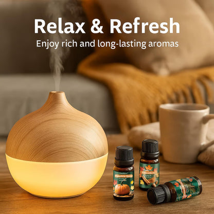 Fall Essential Oils Set 6x10ml – Pumpkin Spice, Apple Cider, Snickerdoodle, Vanilla, Cinnamon, Pine | Autumn Fragrance Oils for Diffusers