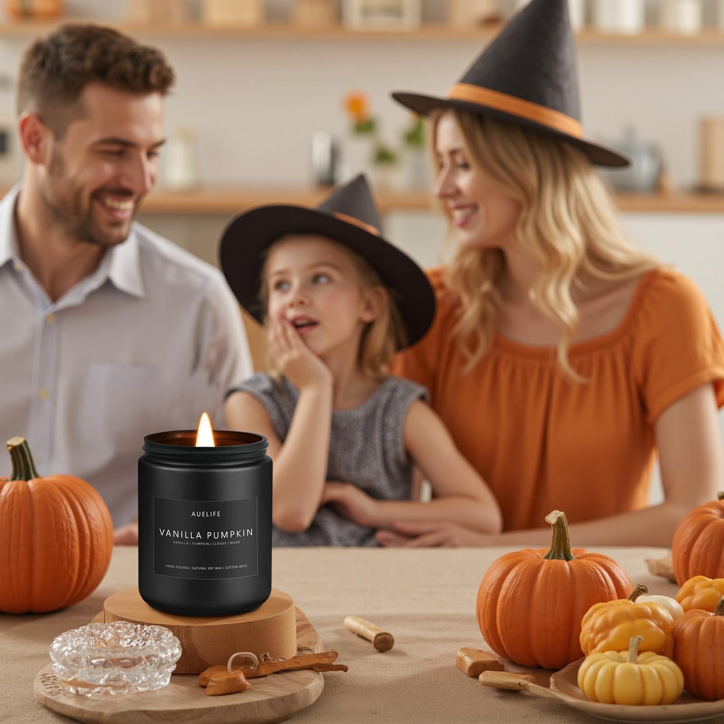 Fall & Winter Holiday Candle Set 4-Pack – Cozy Soy Candles: Pumpkin Vanilla, Cinnamon Apple, Harvest Season, Maple Syrup Latte