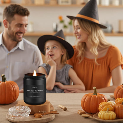 Fall & Winter Holiday Candle Set 4-Pack – Cozy Soy Candles: Pumpkin Vanilla, Cinnamon Apple, Harvest Season, Maple Syrup Latte