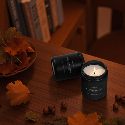 Fall & Winter Holiday Candle Set 4-Pack – Cozy Soy Candles: Pumpkin Vanilla, Cinnamon Apple, Harvest Season, Maple Syrup Latte