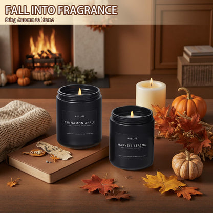 Fall & Winter Holiday Candle Set 4-Pack – Cozy Soy Candles: Pumpkin Vanilla, Cinnamon Apple, Harvest Season, Maple Syrup Latte