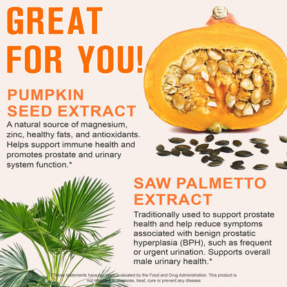 FANSHI Pumpkin Seed Oil Capsules 1000mg with Saw Palmetto – 300 Softgels for Hair & Urinary Support | 2-in-1 Formula