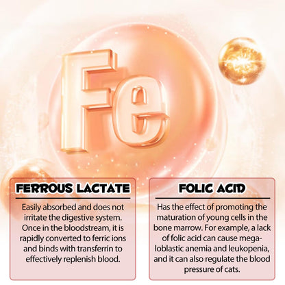 Iron Supplements for Cats - 60ML Liquid Iron with Folate and B12 | Supports Anemia, Energy Levels, and Blood Health