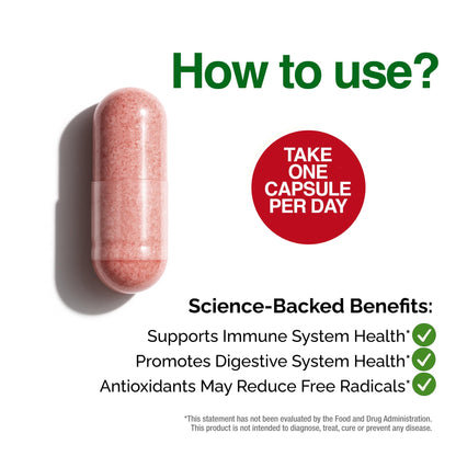 FeelGood Superfoods 1000mg Immune Support Capsules – 25 Organic Fruits & Vegetables, 60 Count