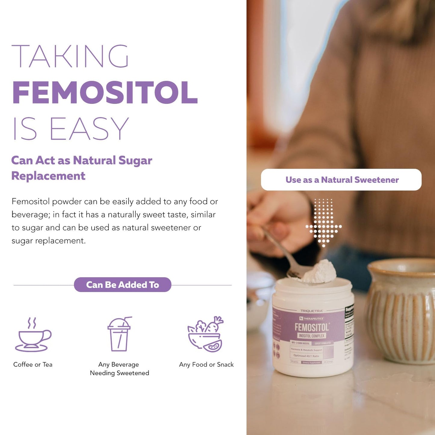 FemoSitol Inositol Powder 40:1 – Myo-/D-Chiro Inositol for PCOS, 123 g (60 Servings)