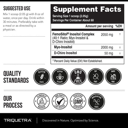 FemoSitol Inositol Powder 40:1 – Myo-/D-Chiro Inositol for PCOS, 123 g (60 Servings)
