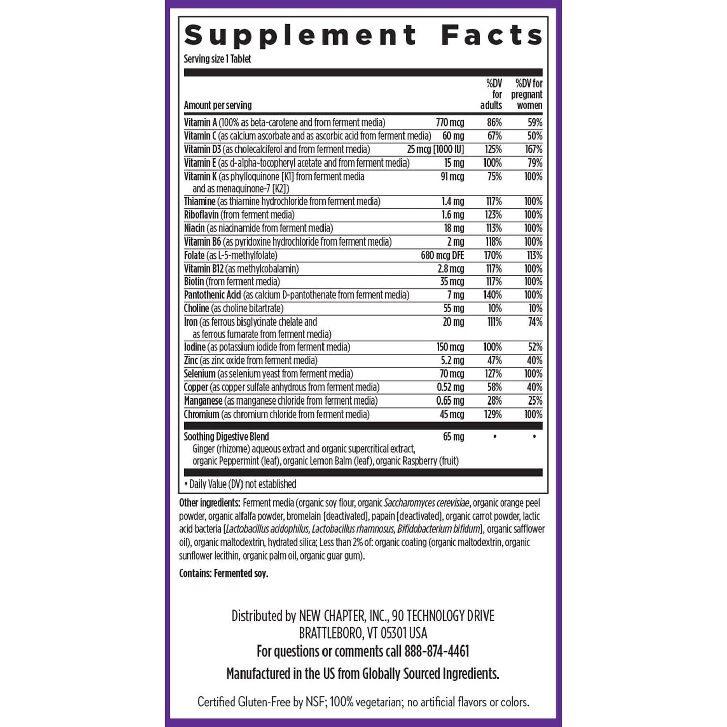 New Chapter Prenatal Vitamins | One Daily Methylfolate & Choline | 60 Count
