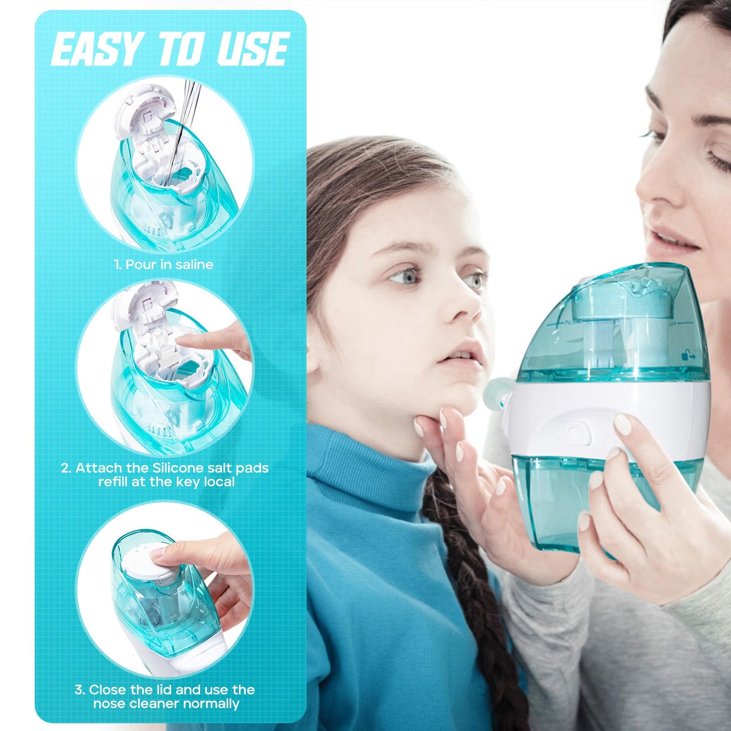 FireAnt Silicone Saline Pod Refills for Navage Nasal Care (Blue & White, 16 Pack)