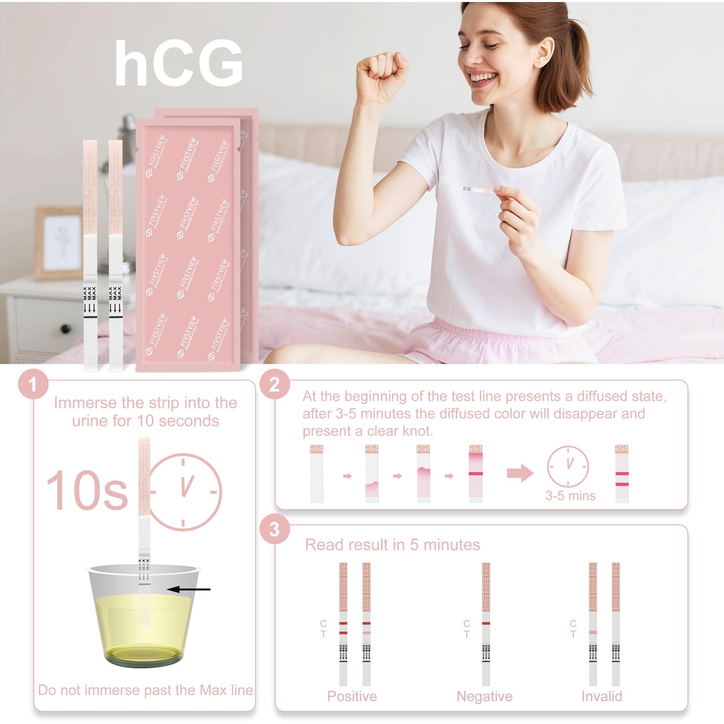 FIRSTVIEW Pregnancy Test Kit - 5-Minute Results, Home Use, 35 Strips