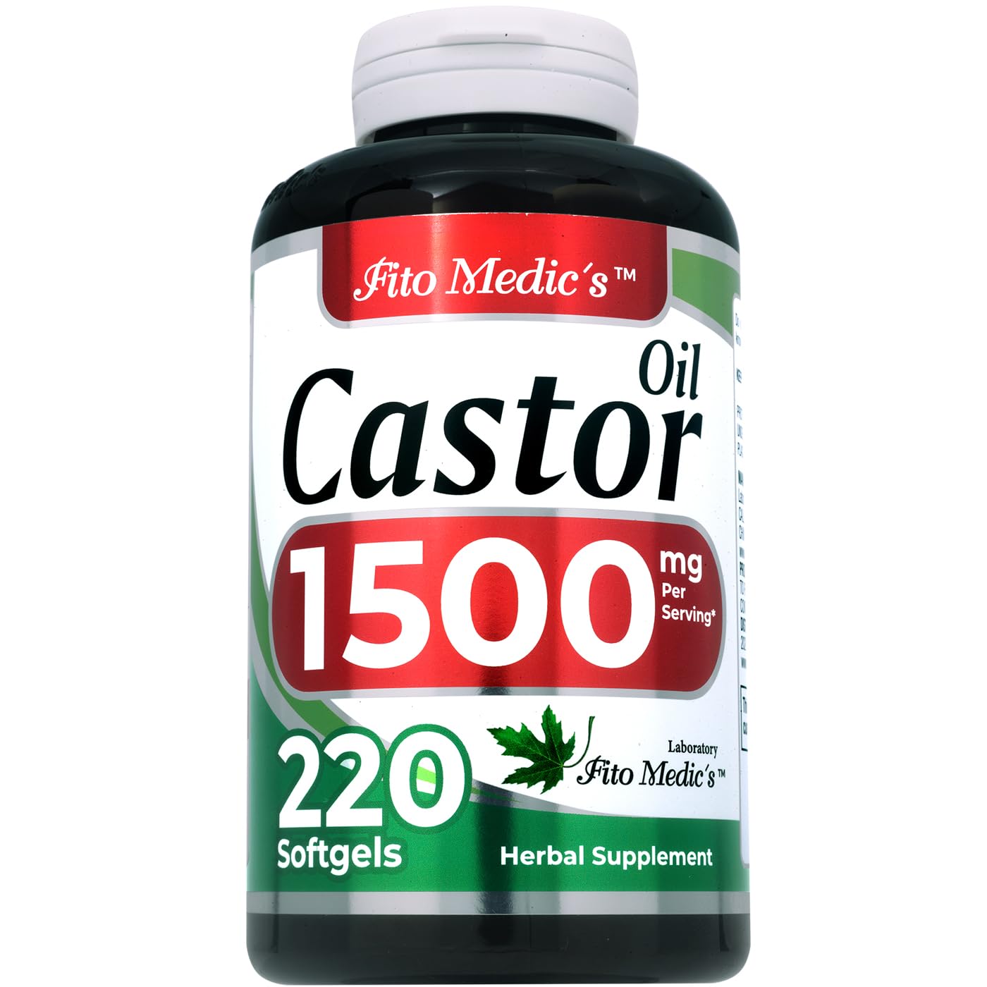 FITO MEDIC'S Lab Castor Oil Pills | 220 Softgels 1500 mg | Castor Oil Softgels Ultra High Absorption (Pack of 2)