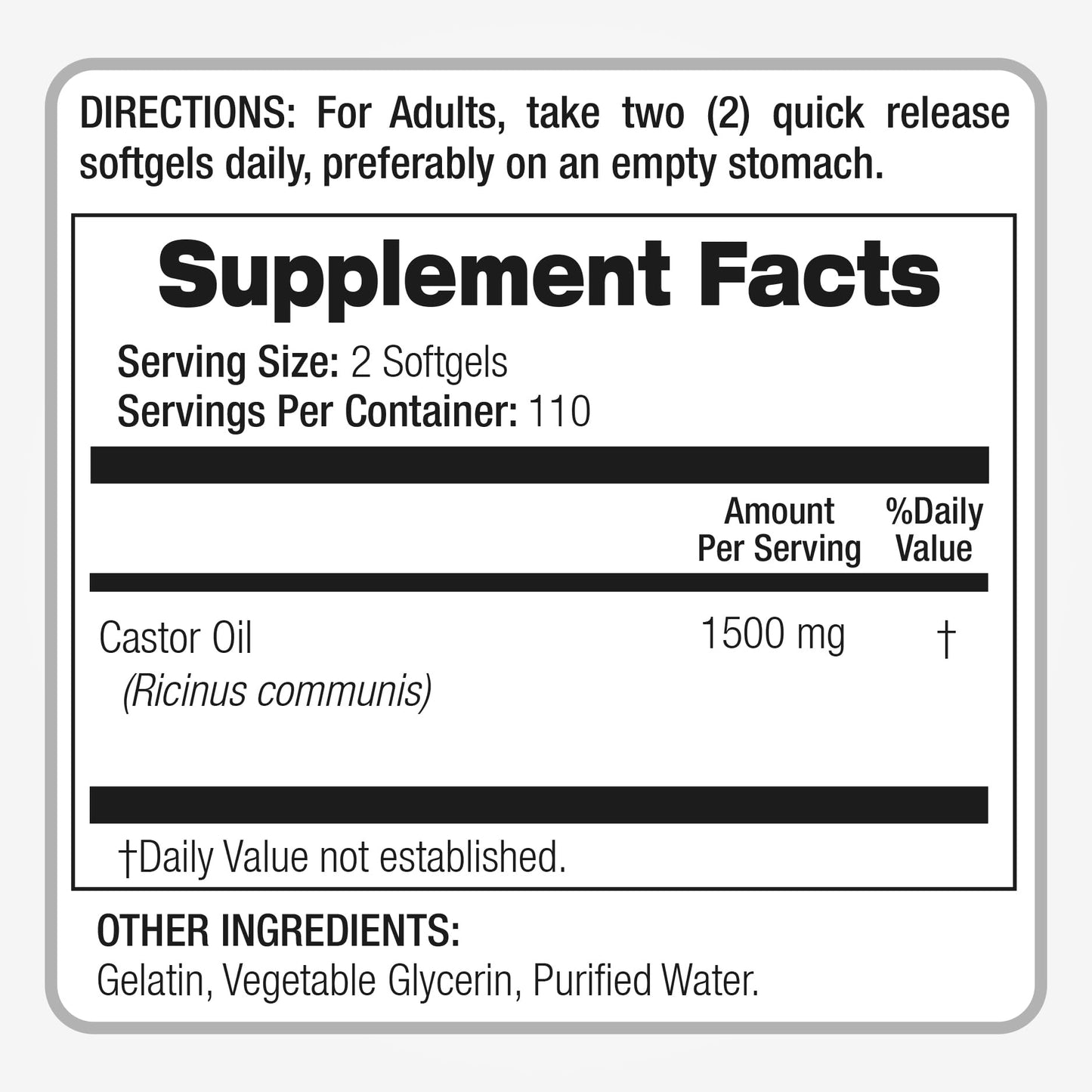 FITO MEDIC'S Lab Castor Oil Pills | 220 Softgels 1500 mg | Castor Oil Softgels Ultra High Absorption (Pack of 2)