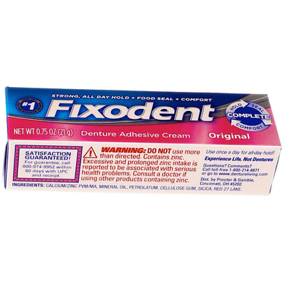 Fixodent Denture Adhesive Cream Original Multi 0.75 oz Pack of 4