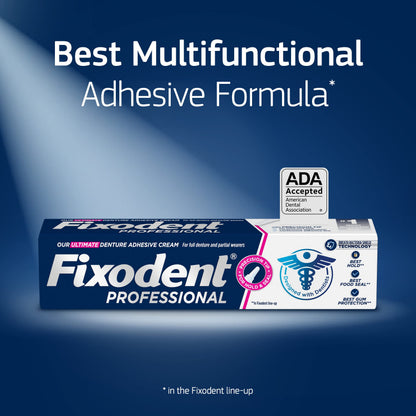 Fixodent Professional Ultimate Denture Adhesive – All-Day Hold, Breath Shield, 3 Pack