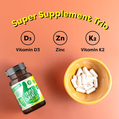 FlavCity Vitamin D3, K2 & Zinc – Immune Support, Bone & Skin Health (30 Capsules)