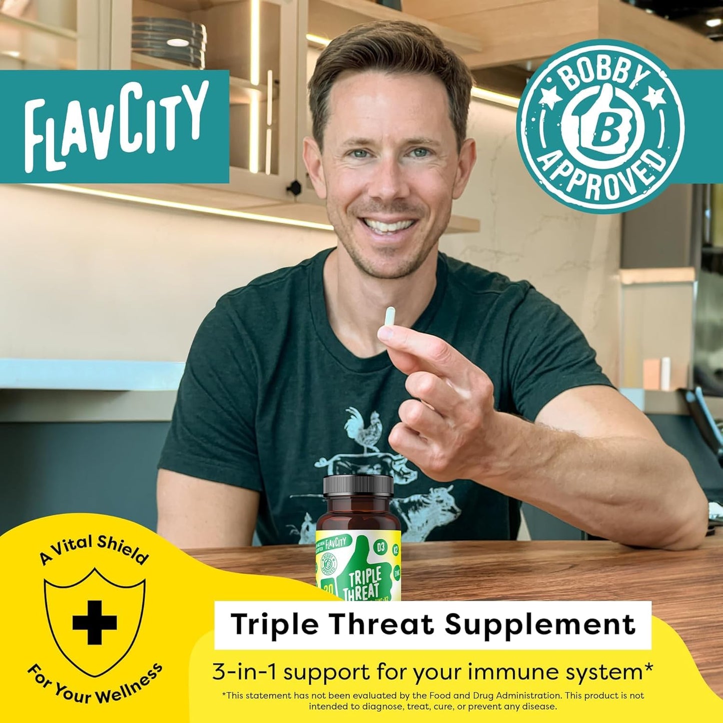 FlavCity Vitamin D3, K2 & Zinc – Immune Support, Bone & Skin Health (30 Capsules)
