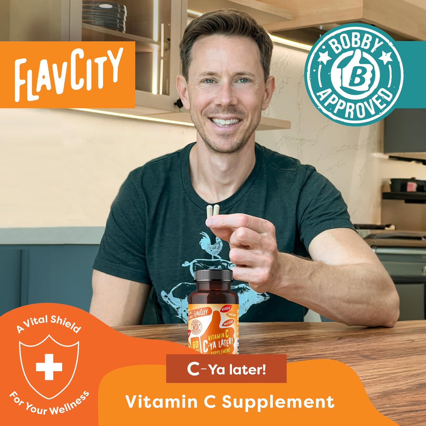 FlavCity C-Ya Later! Superfood Vitamin C - Immune Support from Acerola, Rose Hips & Camu Camu (500% DV) - 60 Capsules