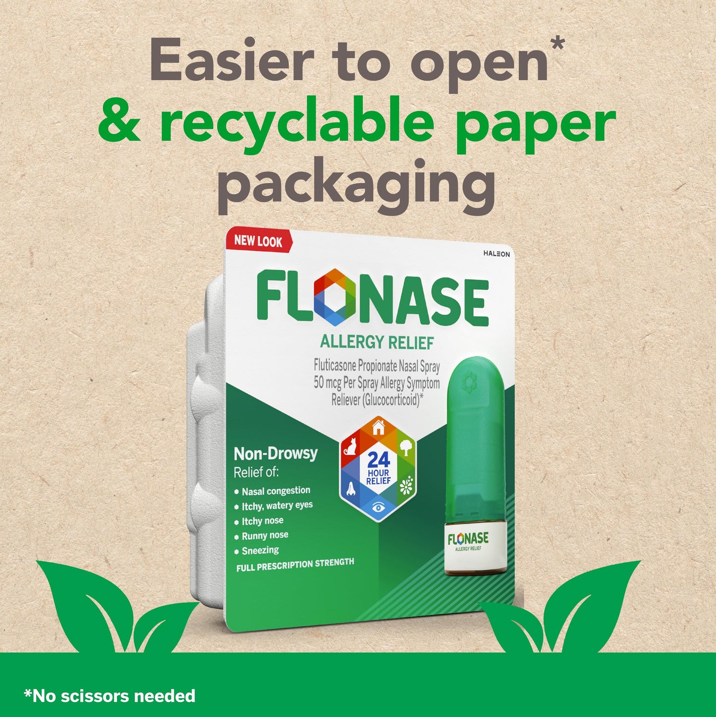 Flonase Allergy Relief Nasal Spray — 24-Hour Non-Drowsy, 144 Sprays per Bottle (Pack of 2) for Fall & Seasonal Allergies