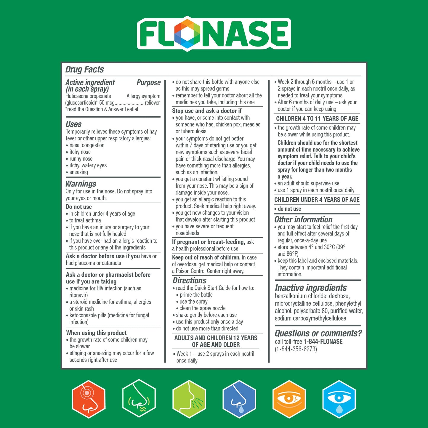 Flonase Allergy Relief Nasal Spray — 24-Hour Non-Drowsy, 144 Sprays per Bottle (Pack of 2) for Fall & Seasonal Allergies