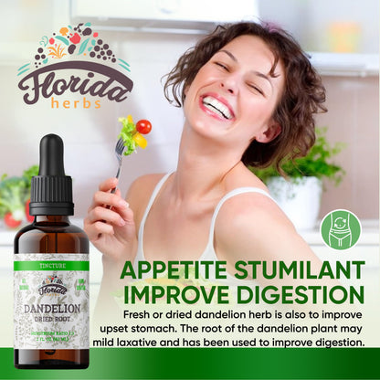 Florida Herbs Dandelion Root Tincture Organic - Non-GMO, Cold-Pressed Glycerin, 2 oz, 685 mg (Pack of 2)