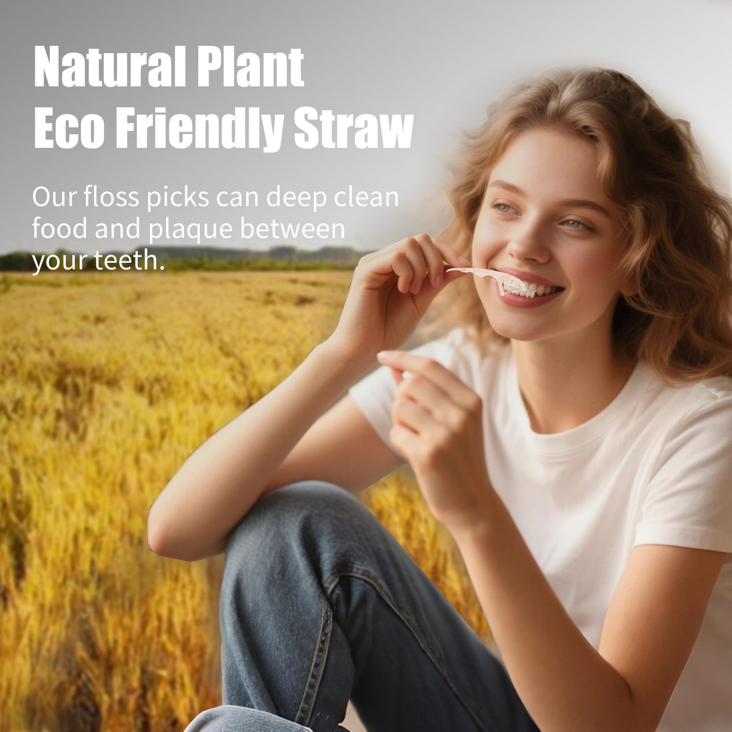 Biodegradable Dental Floss Picks 200 Count – Vegan Plant-Based Handle Eco Friendly Tooth Flossers