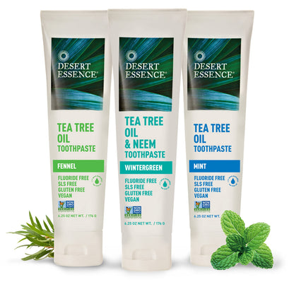 Desert Essence Tea Tree Oil Toothpaste – Mint, 6.25 oz (Pack of 2)
