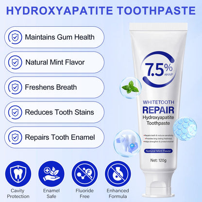 Hydroxyapatite Toothpaste for Sensitive Teeth - Fluoride-Free, Enamel Protection & Tooth Strengthening, Supports Oral Health & Fresh Breath - 4.23oz/Tube (2PCS)