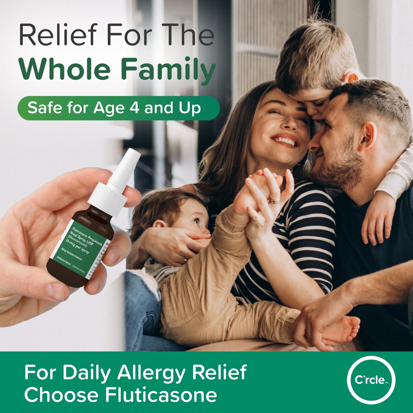 FlutiCare Fluticasone Nasal Spray – 24-Hour Non-Drowsy Allergy Relief, 50 mcg, 3 Month Supply