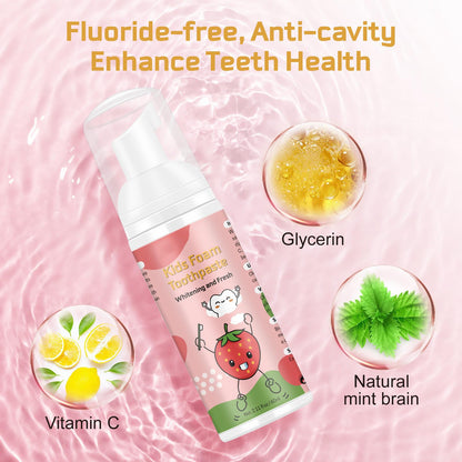 Foam Toothpaste Kids 2PCS – Strawberry Flavor, 60ml x 2, U-Shape & Electric Toothbrush Compatible