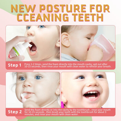 Foam Toothpaste Kids 2PCS – Strawberry Flavor, 60ml x 2, U-Shape & Electric Toothbrush Compatible